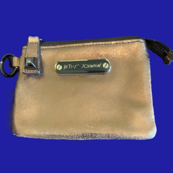 Betsey Johnson Copper Metallic Card Holder Wallet & Ombre' Animal Print Interior - Picture 2 of 12